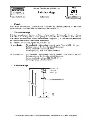 NEM 201 Fahrdrahtlage