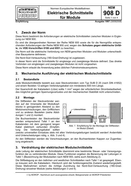 NEM 908 D Elektrische Schnittstelle für Module