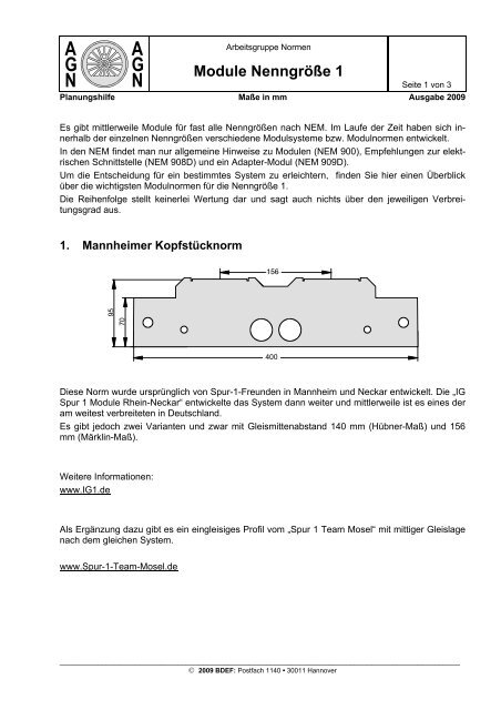 Module Nenngröße 1