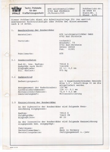 fOrden PFALZ Kraftfahrzeugverkehr - ATS Leichtmetallräder GmbH