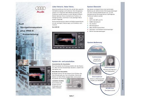 Audi Navigationssystem plus (RNS-E) Kurzanleitung