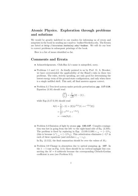 Atomic Physics. Exploration through problems and solutions ...