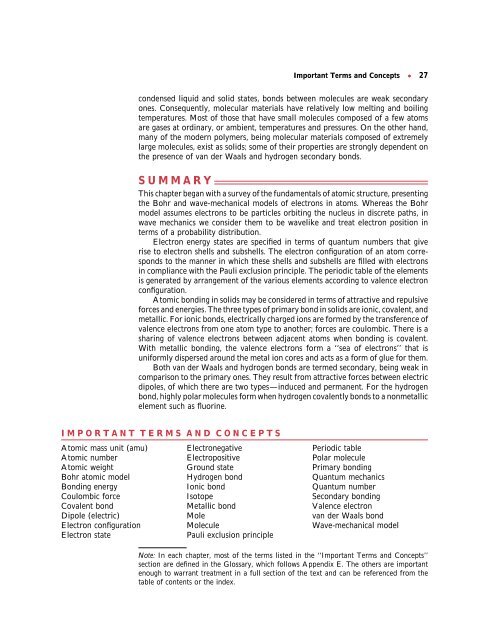 Chapter 2 / Atomic Structure and Interatomic Bonding