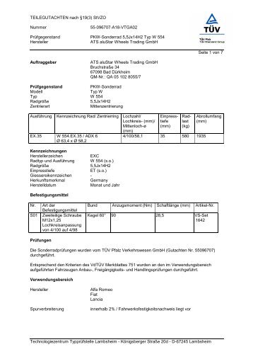 TEILEGUTACHTEN nach §19(3) - ATS Leichtmetallräder GmbH