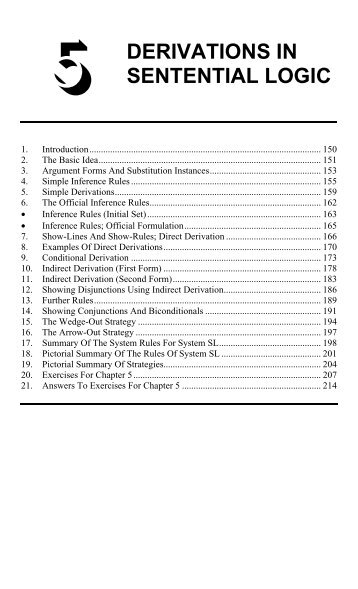 Chapter 5: Derivations in Sentential Logic