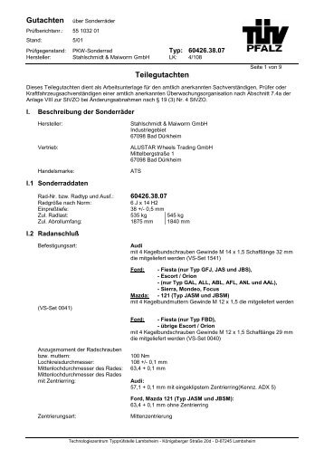 Teilegutachten - ATS Leichtmetallräder GmbH