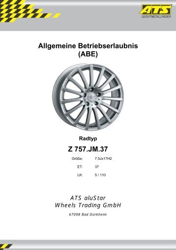 Allgemeine Betriebserlaubnis (ABE) Z 757.JM.37