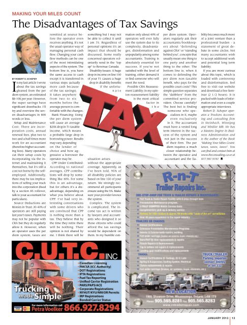 Ontario Trucking News, Issue 114, January 2013