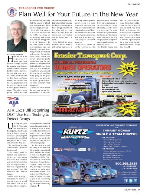 Ontario Trucking News, Issue 114, January 2013