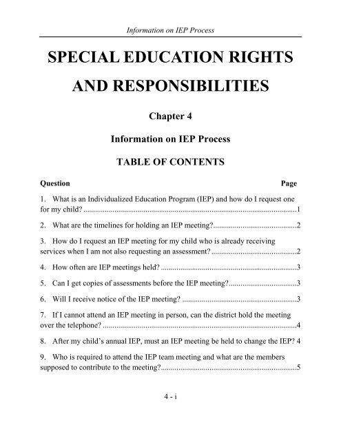 special education rights and responsibilities - Disability Rights ...