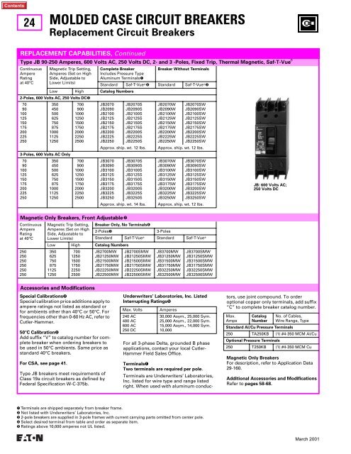 molded case circuit breakers - Eaton Canada