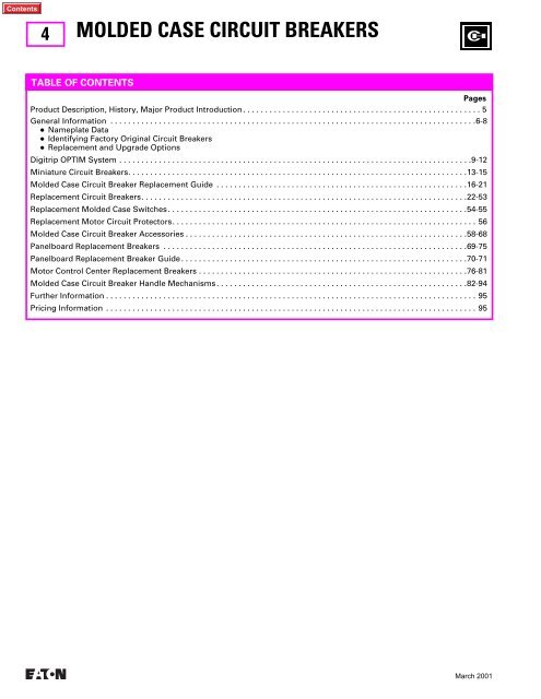 molded case circuit breakers - Eaton Canada