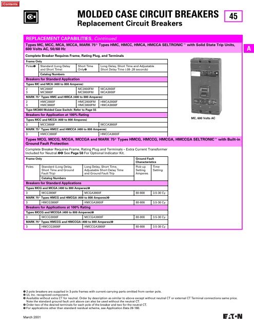 molded case circuit breakers - Eaton Canada