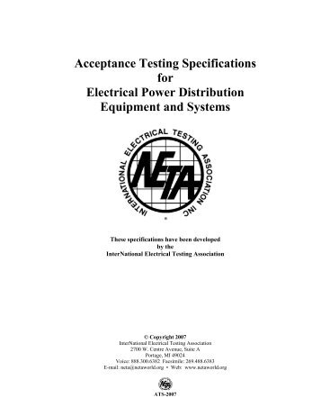 NETA 2007 Acceptance Testing Specifications