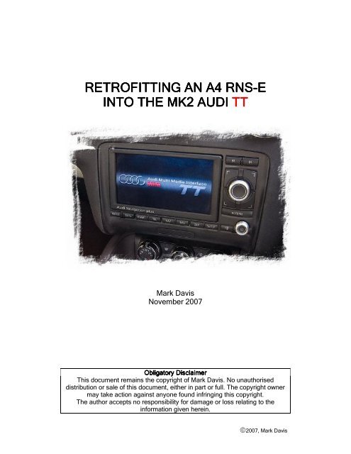 Retrofitting An Audi A4 RNS-E