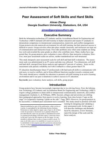 Peer Assessment of Soft Skills and Hard Skills - Journal of ...