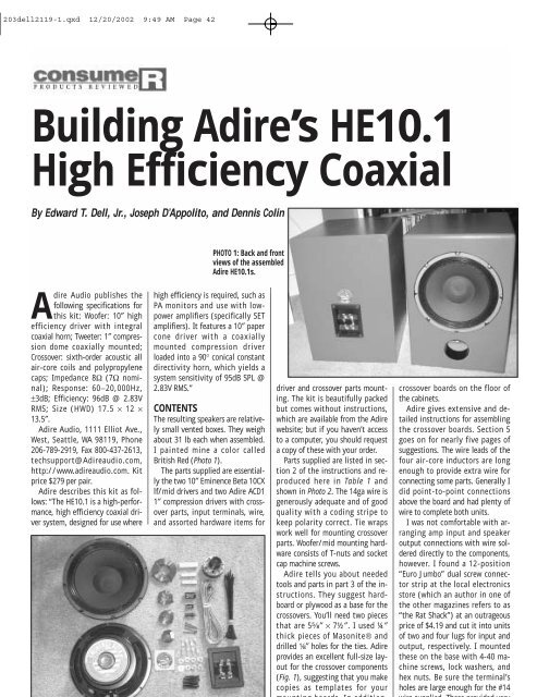 Building Adire&rsquo;s HE10.1 High Efficiency Coaxial