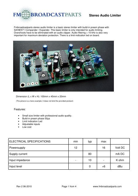 datasheet stereo audio limiter - Fmbroadcastparts