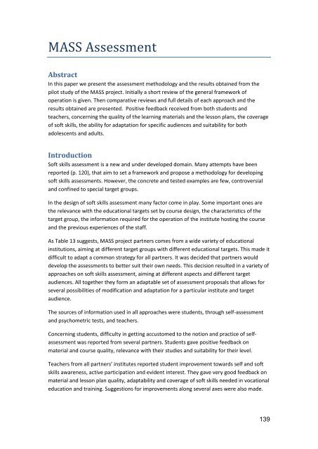 Teaching and Assessing Soft Skills - MASS - Measuring and ...