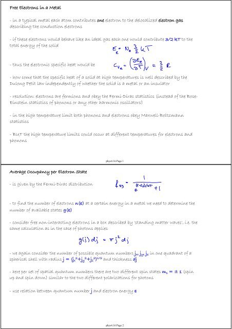 Free Electrons in a Metal - in a typical metal each atom contributes ...