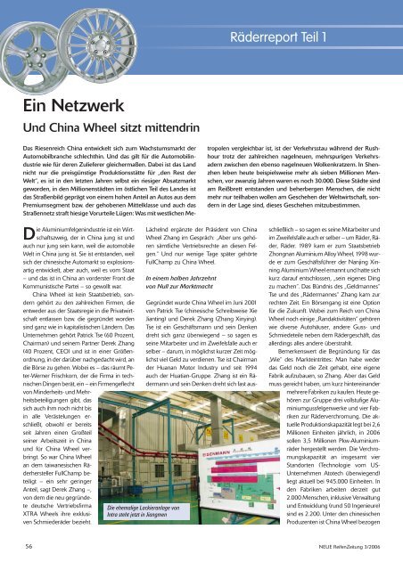 Felgenreport Teil 1: Ein Netzwerk 3/2006 - Reifenpresse.de