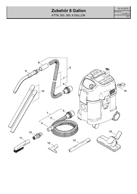 ATTIX 350, 360, 8 GALLON - Wap Nilfisk Alto Shop