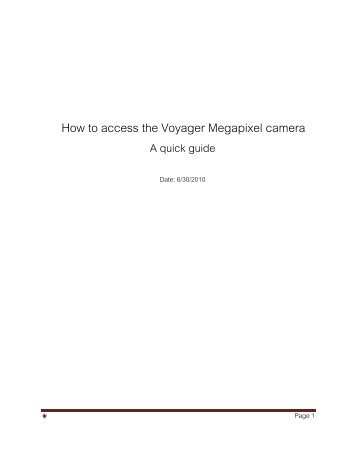 How to access the Voyager Megapixel camera - Asante