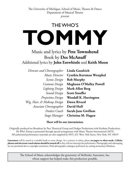 TOMMY - University of Michigan School of Music