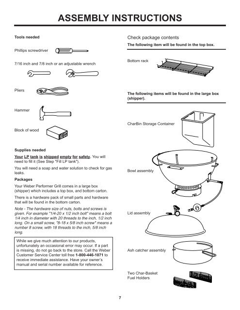 Performer Touch-N-Go Owners Guide 3994601 11 ... - Help - Weber