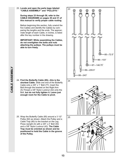 Weider Pro 9735 Exercise Chart