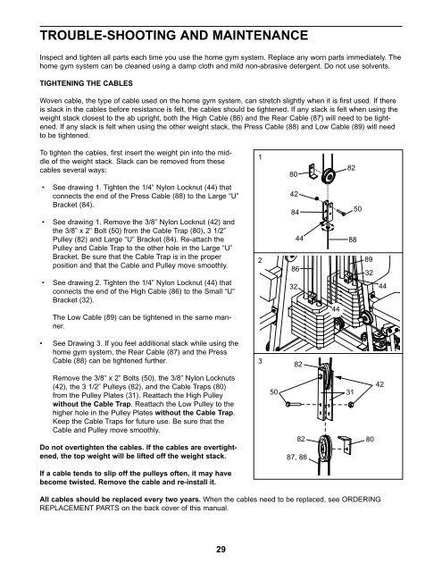 Weider Pro 9735 Exercise Chart