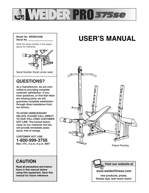 WEIDER® PRO 375se