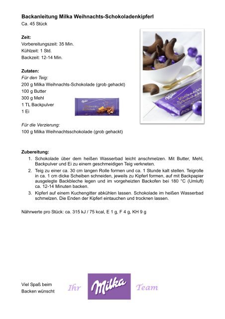 Backanleitung Gefüllte Milka Walnusshappen