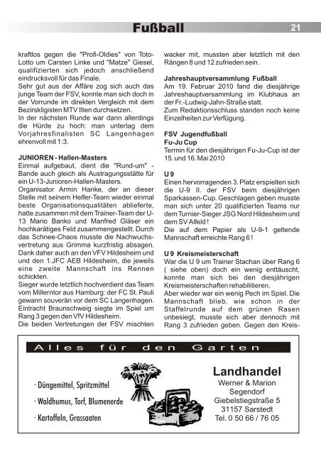 Ausgabe Feb 2010 - FSV Sarstedt eV