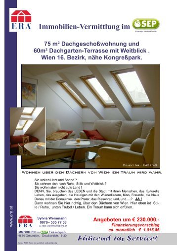 75 m² Dachgeschoßwohnung und 60m² ... - PEGA Bau GmbH