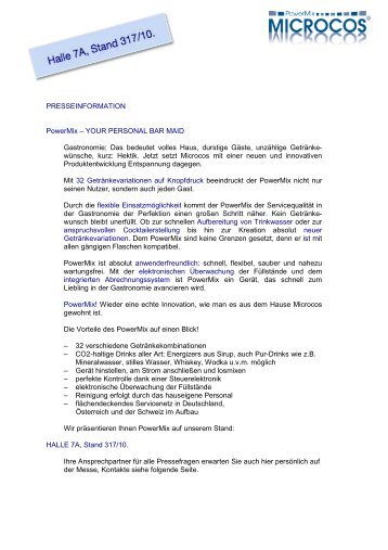 PRESSEINFORMATION PowerMix - bei Microcos Products GmbH