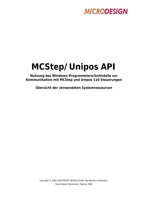 MCStep/Unipos API - MICRODESIGN GmbH