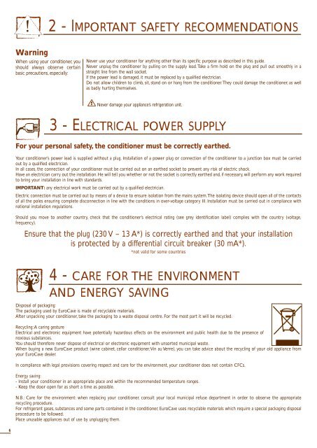 Operating instructions - INOA cellar conditioners - Vintec