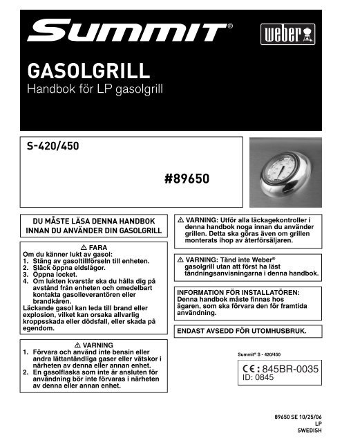 Handbok för LP gasolgrill - Weber