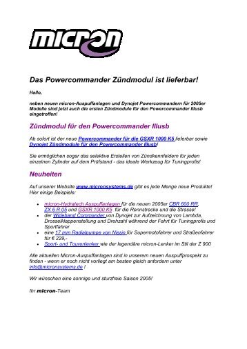 Das Powercommander Zündmodul ist lieferbar! - bei Micron Systems!