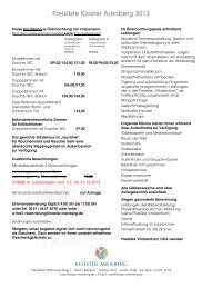 Preisliste Vitalzentrum 11 Kloster Arenberg