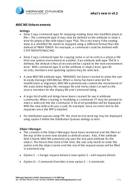 Version 5.3 - Midrange Dynamics GmbH