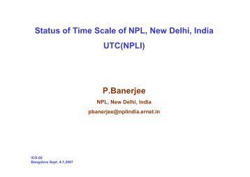 Status of Time Scale of NPL, New Delhi, India UTC(NPLI) P.Banerjee