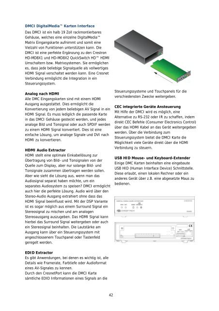 Was ist Crestron DigitalMedia™ und HDMI? - connectum