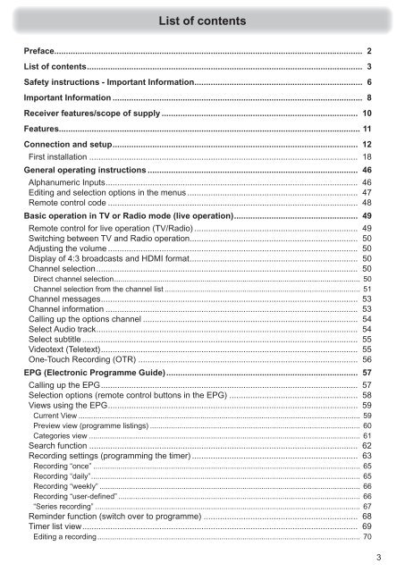 9363637b, Operating manual HDTV Satellite Receiver ... - Kathrein