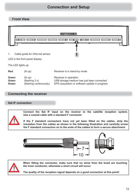 9363692, Operating manual HDTV Satellite receiver UFS ... - Kathrein