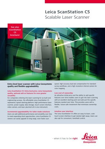 Leica ScanStation C5 Scalable Laser Scanner - Northern Survey ...