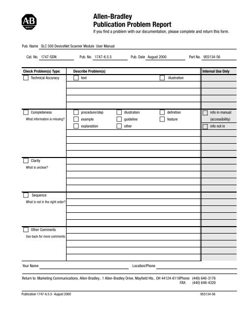 1747-6.5.5, SL 500 DeviceNet Scanner Module User Manual