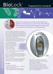 BRS Biolock Ethernet Network RF Fingerprint Scanner brochure.