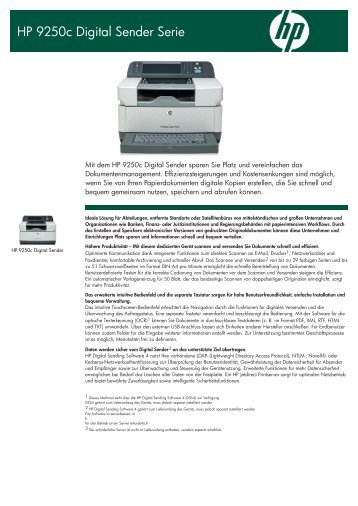 Datenblatt HP Digital Sender 9250C Serie - 1a-gebrauchte-Drucker.de